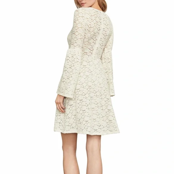 NEW BCBGMAXAZRIA BELL SLEEVE LACE MINI DRESS - Picture 5 of 7
